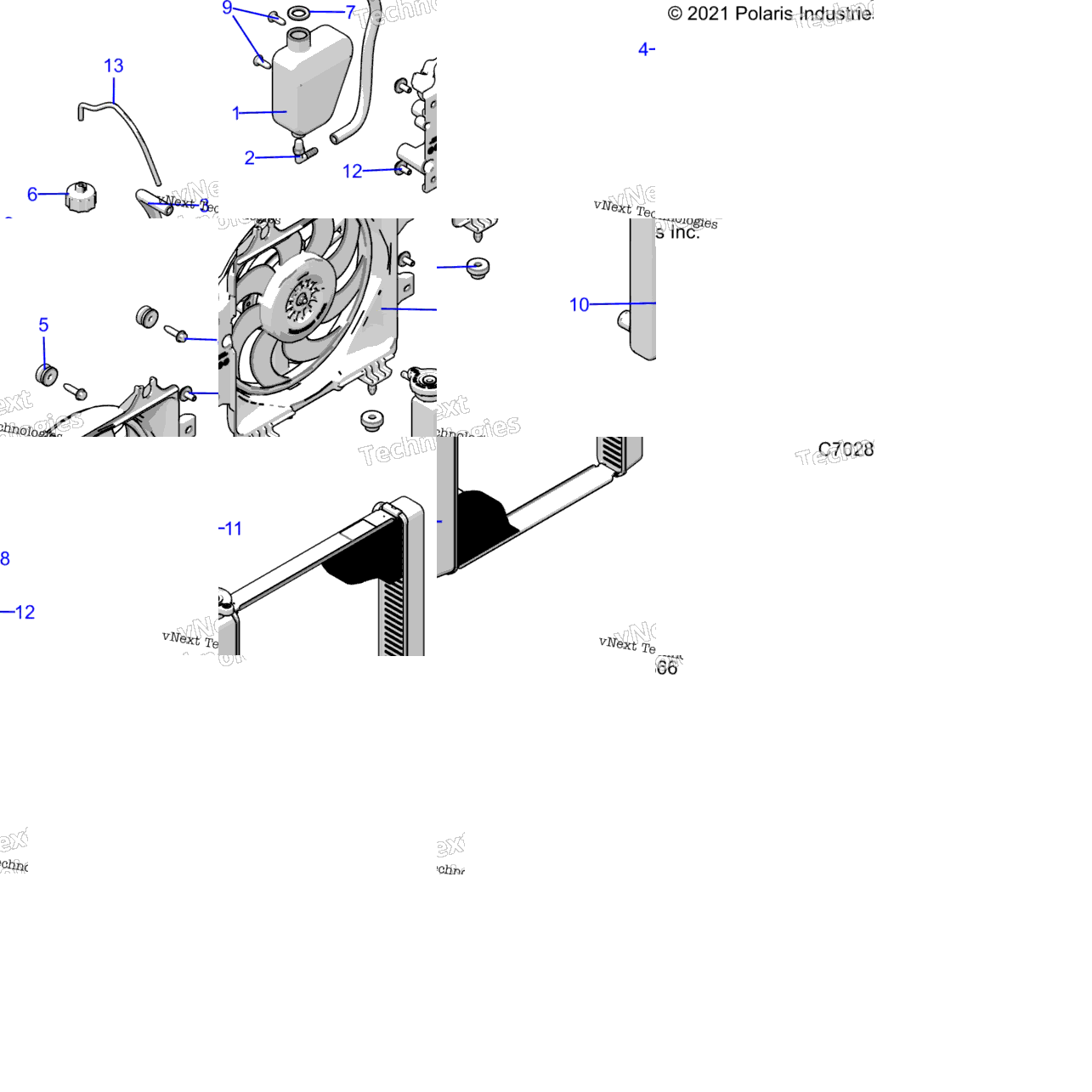 Engine, Cooling System, Radiator, Fan & Overflow Bottle