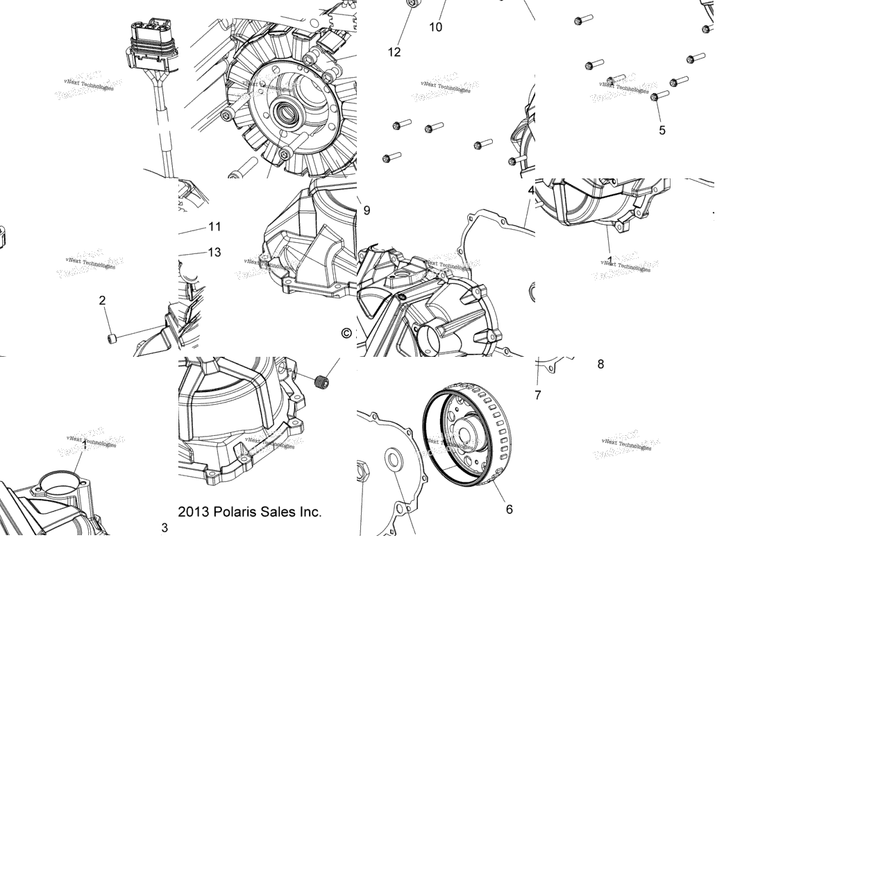 Engine, Stator Cover And Flywheel
