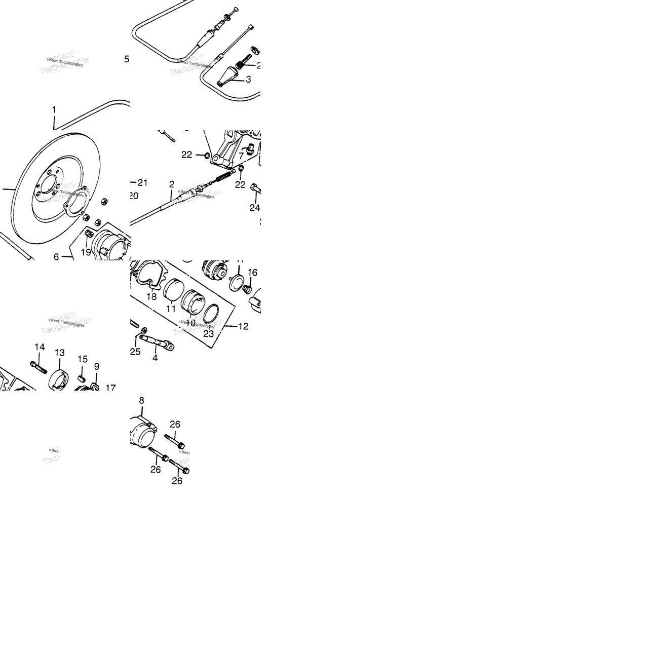 Disk Brake + Caliper + Cable