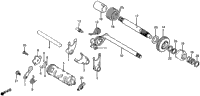 Gearshift Drum + Gearshift Fork + Kick Starter Spindle