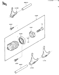 Gear Change Drum & Forks ('84 Kx250-C2)