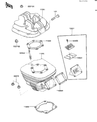 Cylinder Head/Cylinder/Reed Valve ('84 A