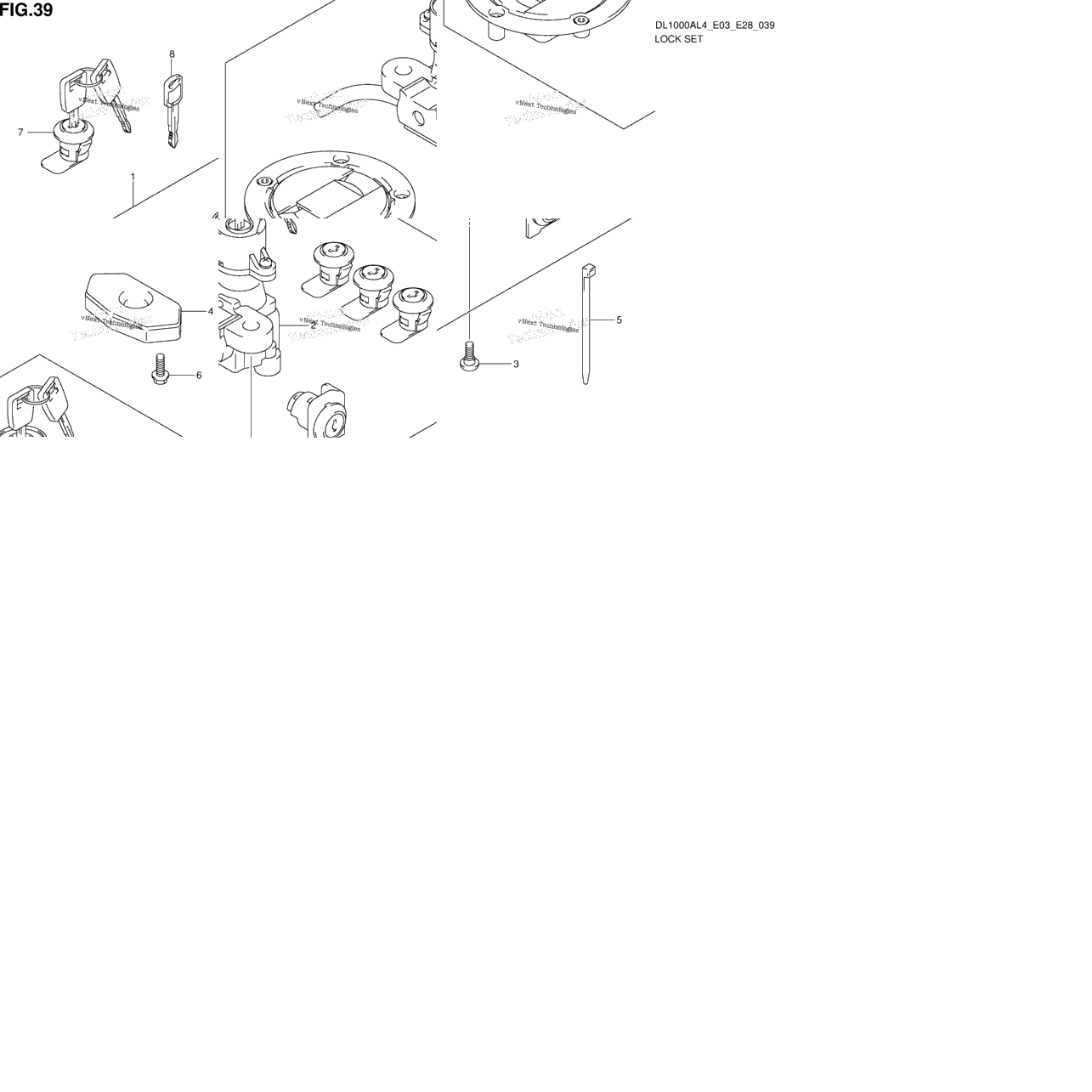Lock Set (For Pannir Case) (Dl1000al4 E03)