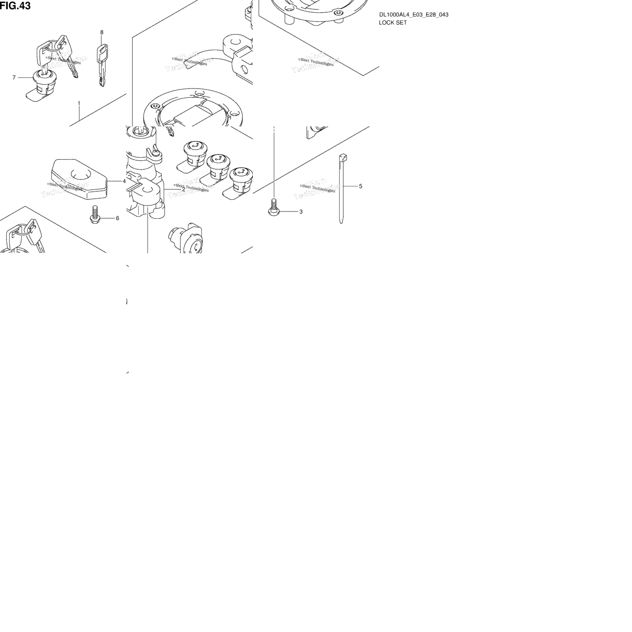 Lock Set (For Pannir Case) (Dl1000al4 E33)