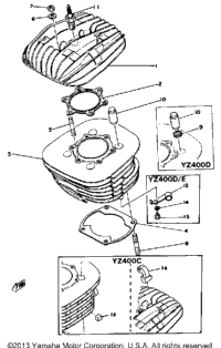 Cylinder Head Cylinder Yz400c D E
