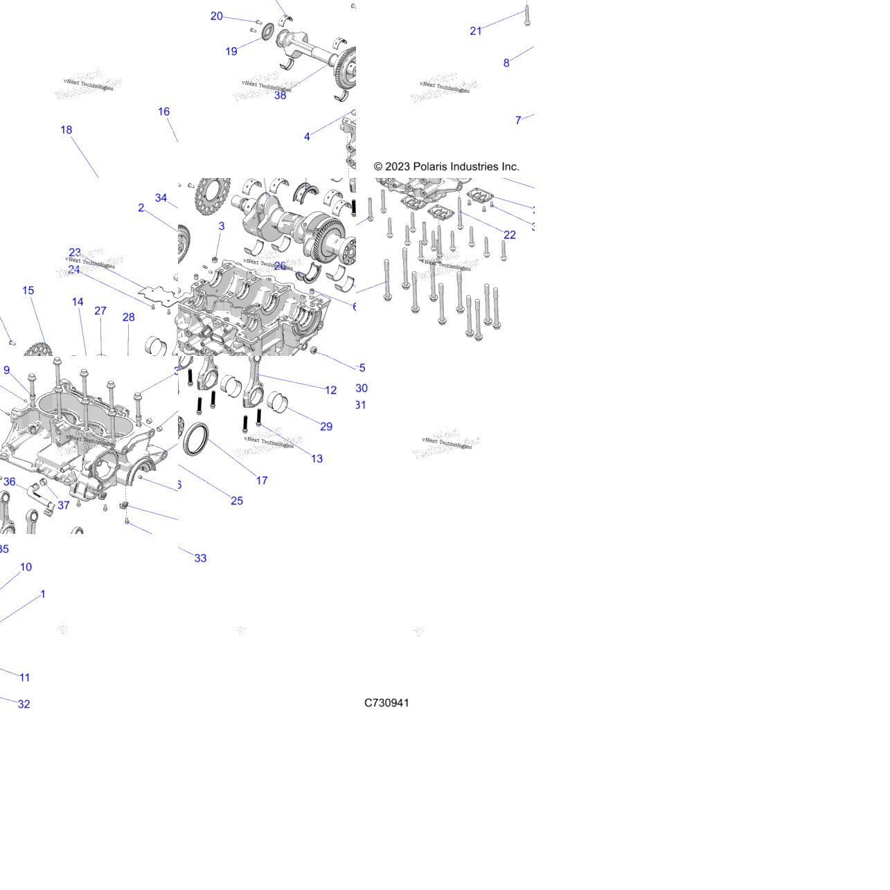 Engine, Crankcase, Crankshaft