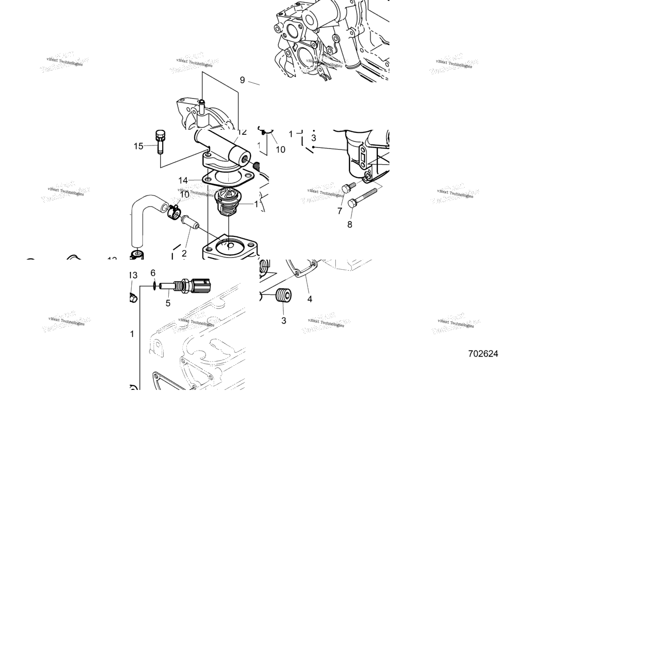 Engine, Water Flange And Thermostat R24rred4ja