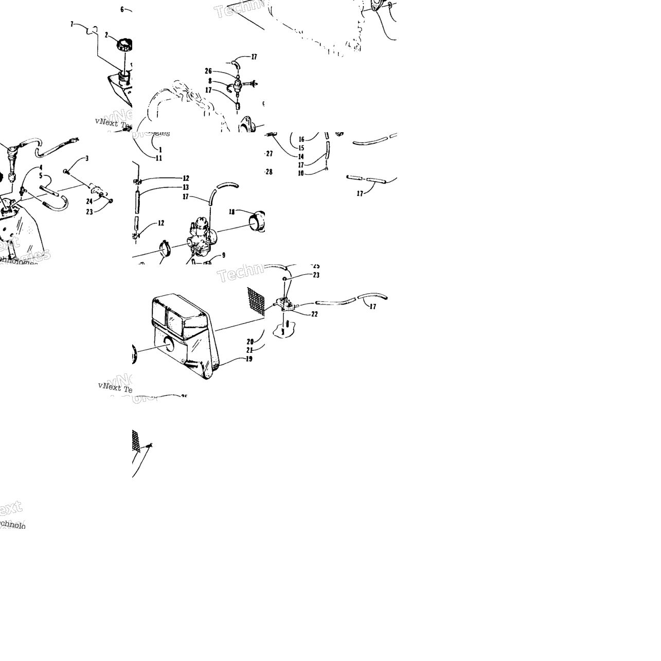 Oil Tank, Carburetor, Fuel Pump, And Silencer