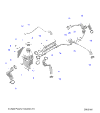 Engine, Coolant Bottle And Hoses