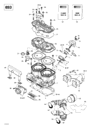 Cylinder, Exhaust Manifold, Reed Valve (693)