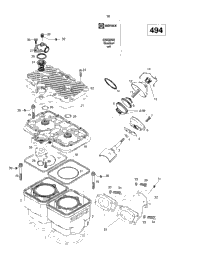 Cylinder, Exhaust Manifold (494)