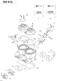 Cylinder, Exhaust Manifold And Reed Valve 793Ho