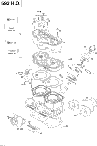 Cylinder, Exhaust Manifold, Reed Valve (593 Ho)
