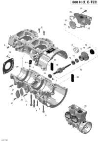 Crankcase And Water Pump - 600Ho E-Tec