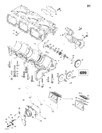 Crankcase, Reed Valve, Water Pump (699)