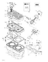 Cylinder, Exhaust Manifold (494)