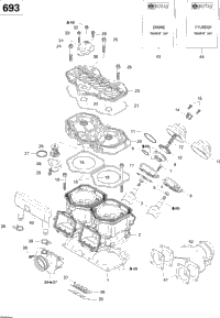 Cylinder, Exhaust Manifold, Reed Valve (693)