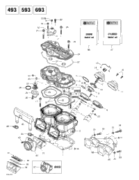 Cylinder, Exhaust Manifold, Reed Valve (493, 593, 693)