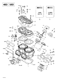 Cylinder, Exhaust Manifold, Reed Valve (493, 593)