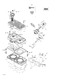Cylinder, Exhaust Manifold (494)