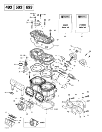 Cylinder, Exhaust Manifold, Reed Valve (493