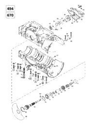 Crankcase, Rotary Valve, Water Pump (494, 670)
