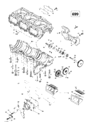 Crankcase, Reed Valve, Water Pump (699)