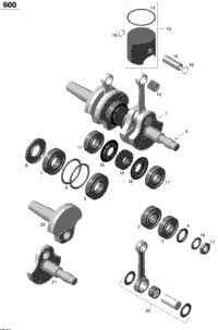Crankshaft And Pistons - 600 Carb