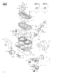 Cylinder, Exhaust Manifold, Reed Valve (693)