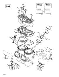 Cylinder, Exhaust Manifold, Reed Valve (593)