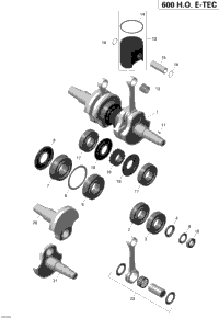 Crankshaft And Pistons - 600Ho E-Tec