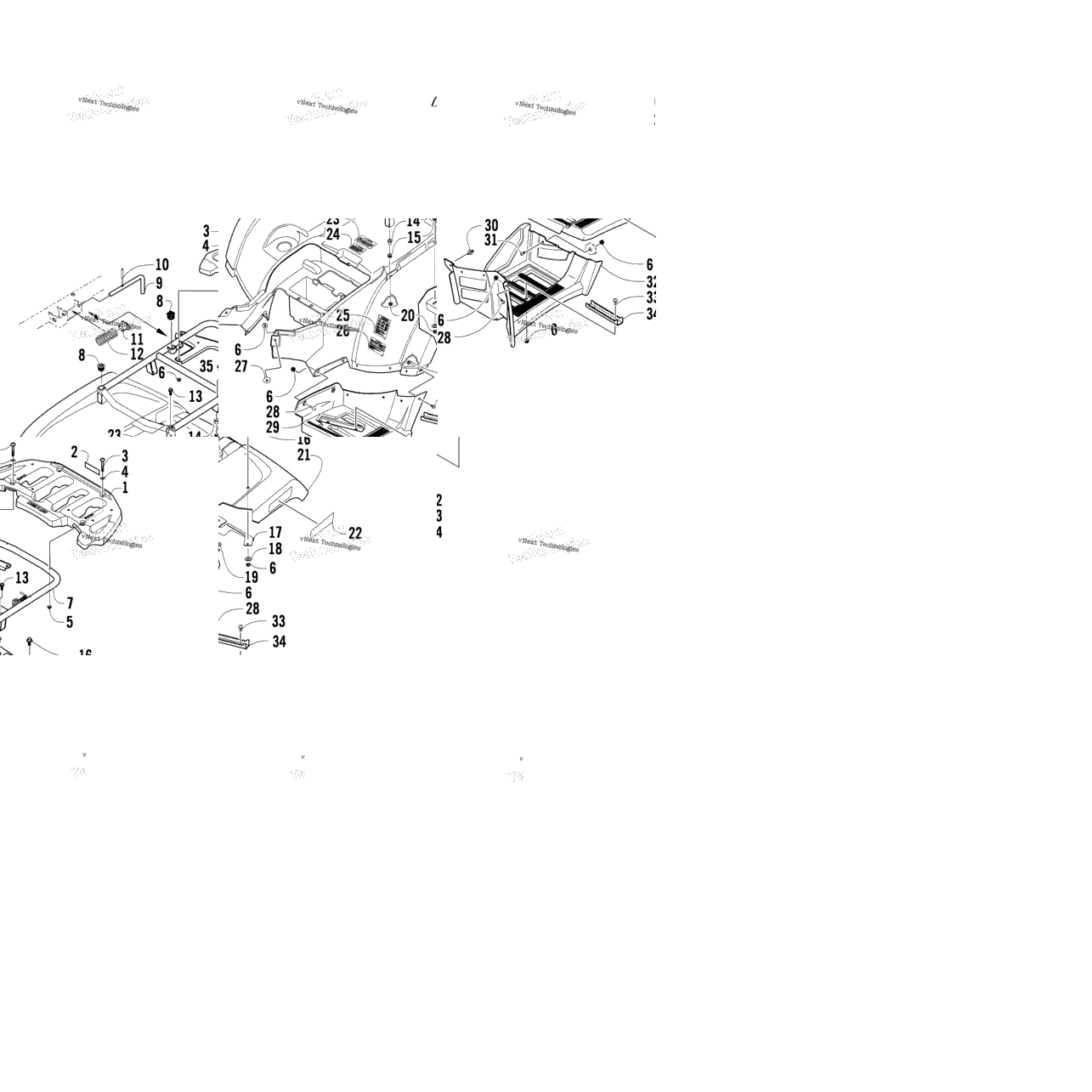 Rear Rack, Body Panel, And Footwell Assemblies