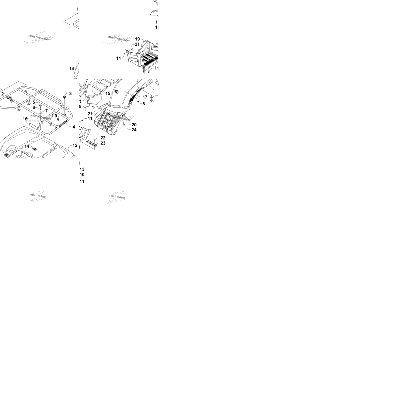 Rear Rack, Body Panel, And Footwell Assemblies