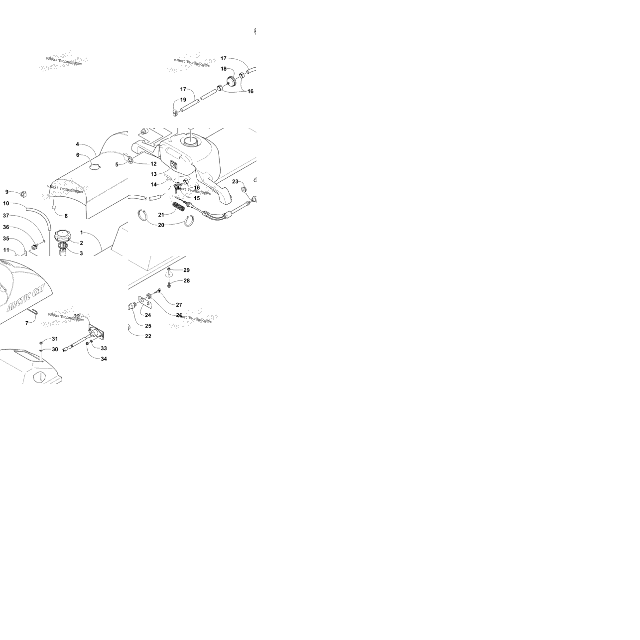 Gas Tank, Seat, And Taillight Assembly