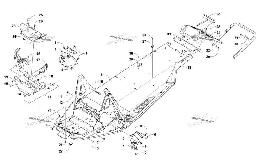 Chassis, Rear Bumper, And Snowflap Assembly
