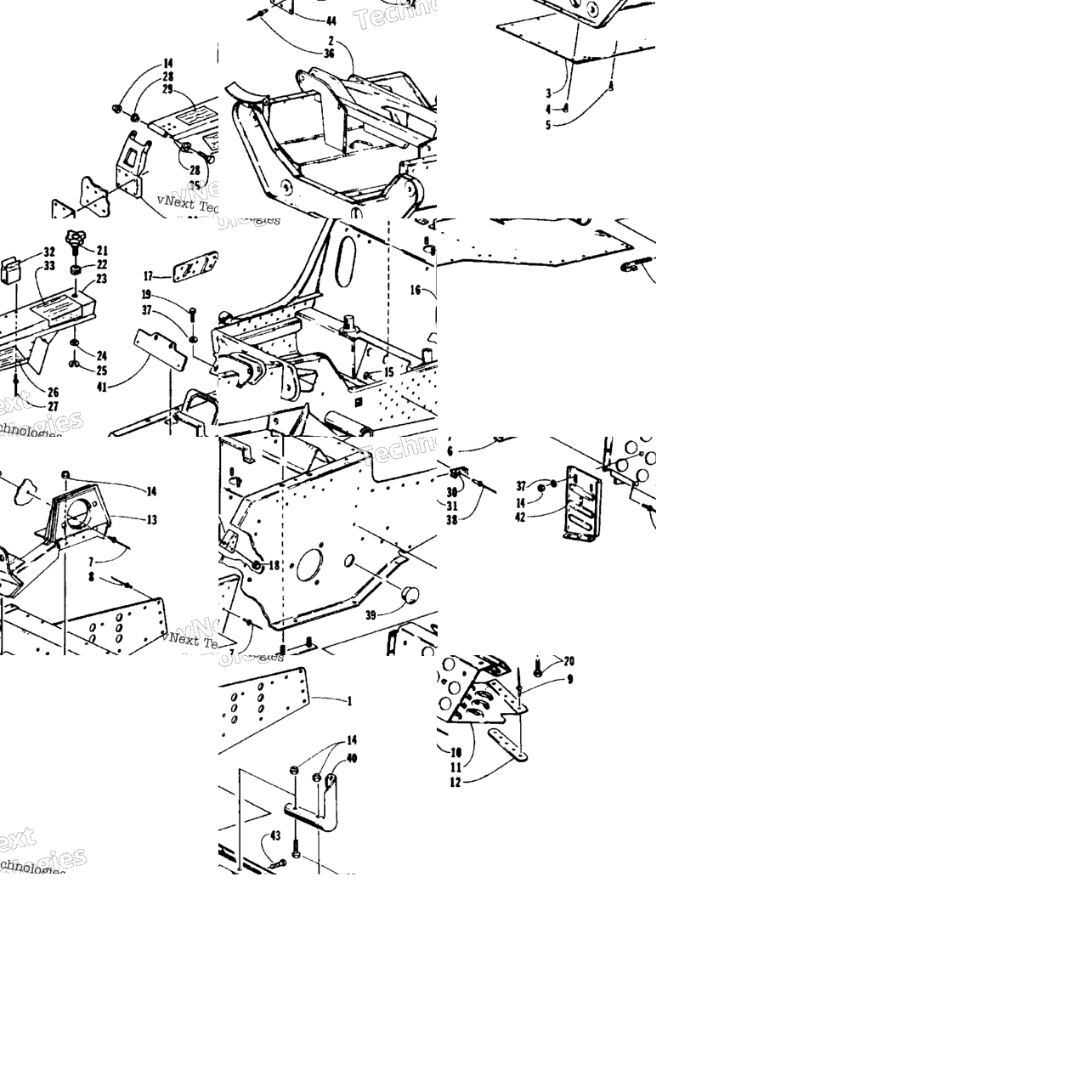Front Frame, Footrest, And Guard Assemblies