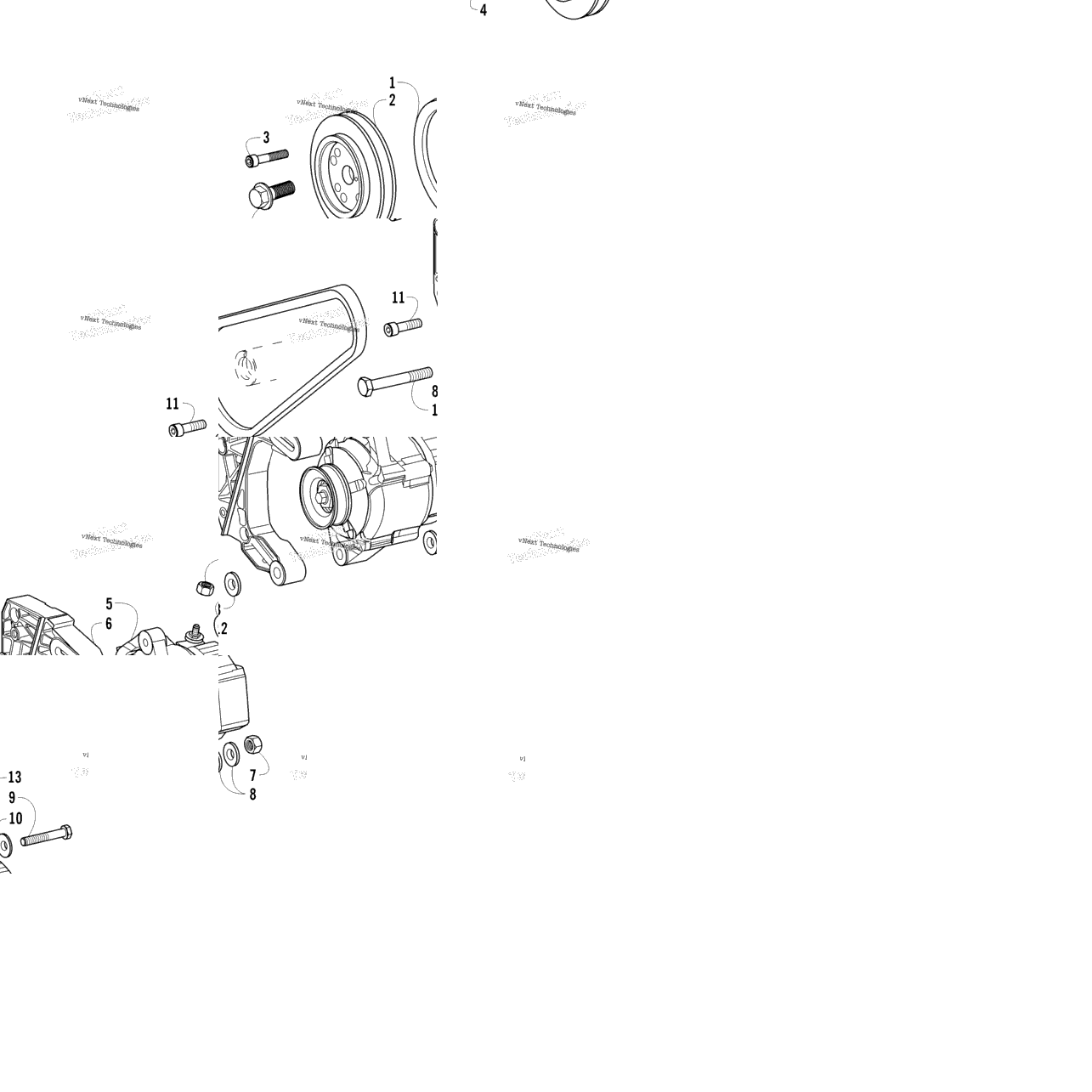 External Alternator And Drive Pulley Assemblies