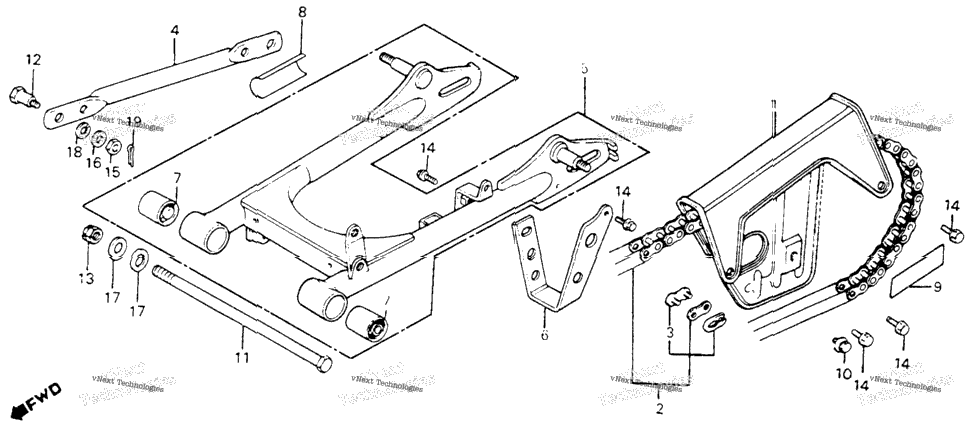 Swingarm + Chain Case