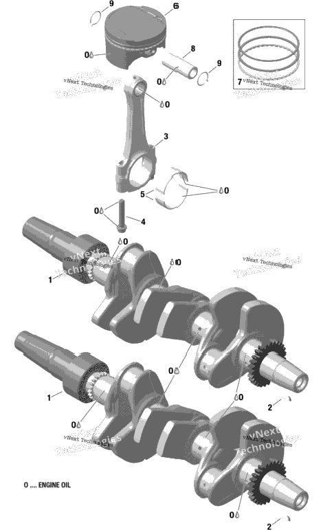 Crankshaft And Pistons 900 Ace