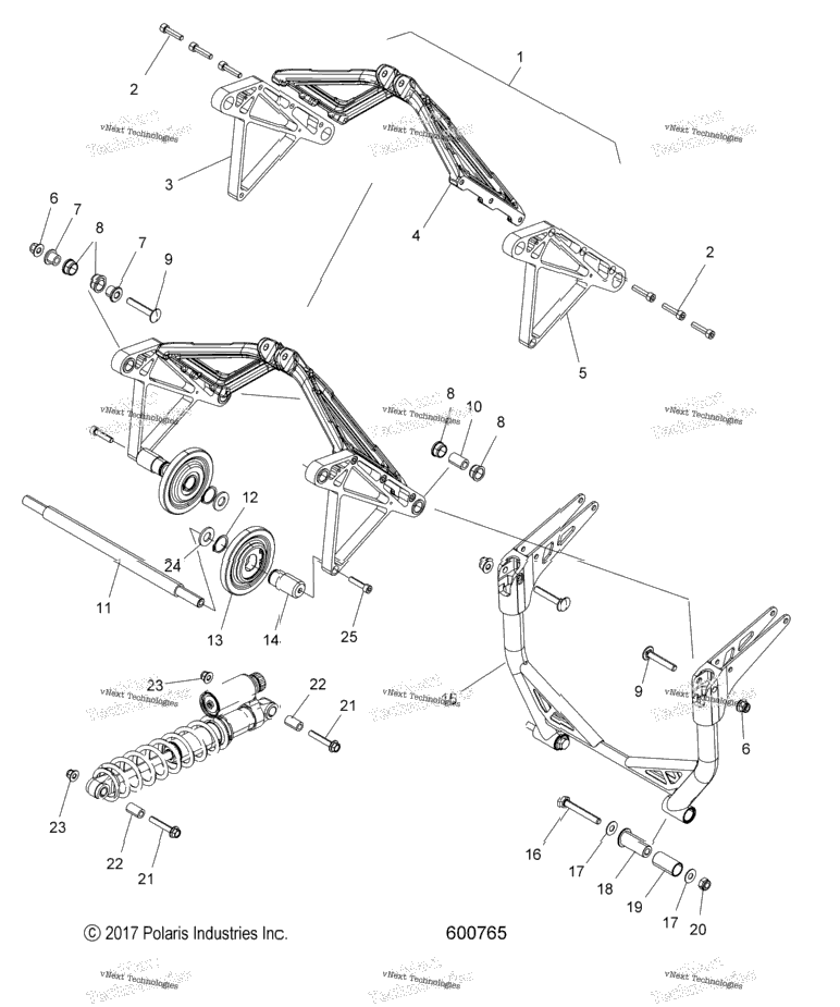 Suspension, Crank Asm., Rear