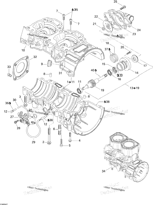 Crankcase, Water Pump And Oil Pump