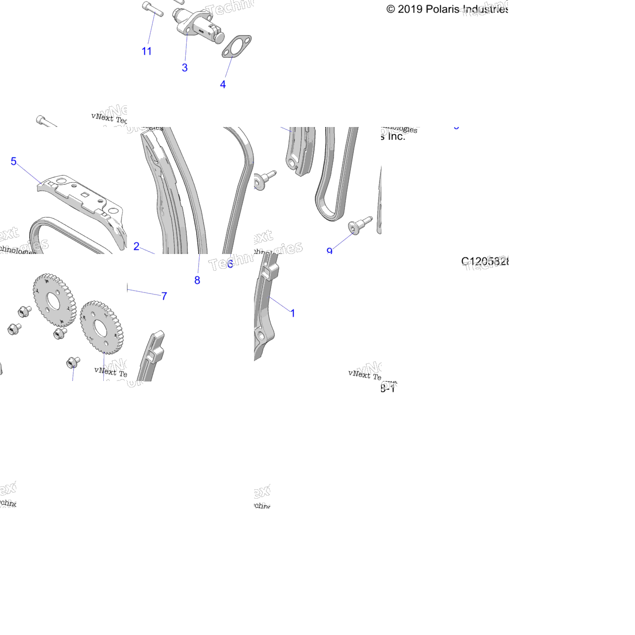 Engine, Cam Chain And Tensioner