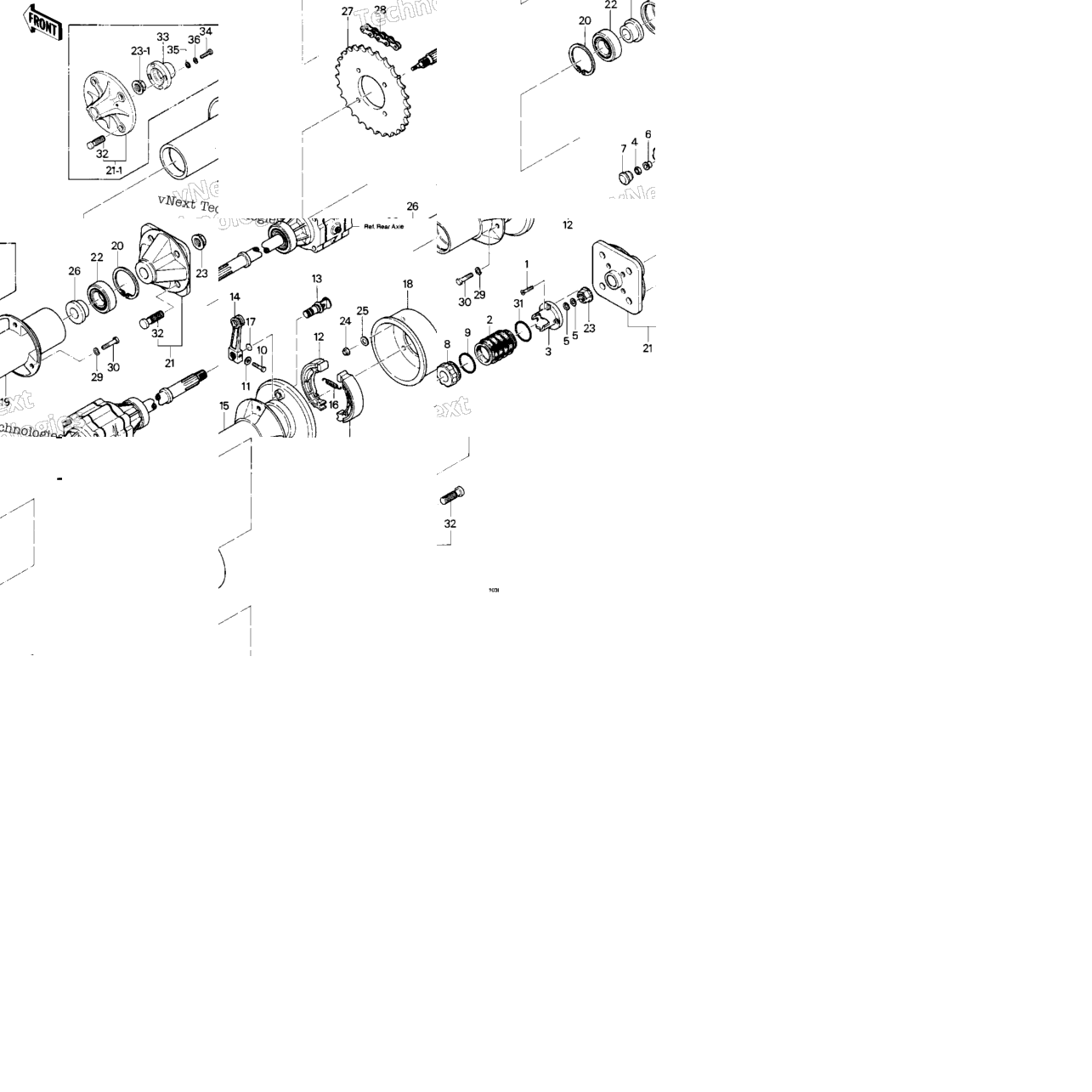 Rear Hub/Brake/Chain ('83 Klt200-C1)