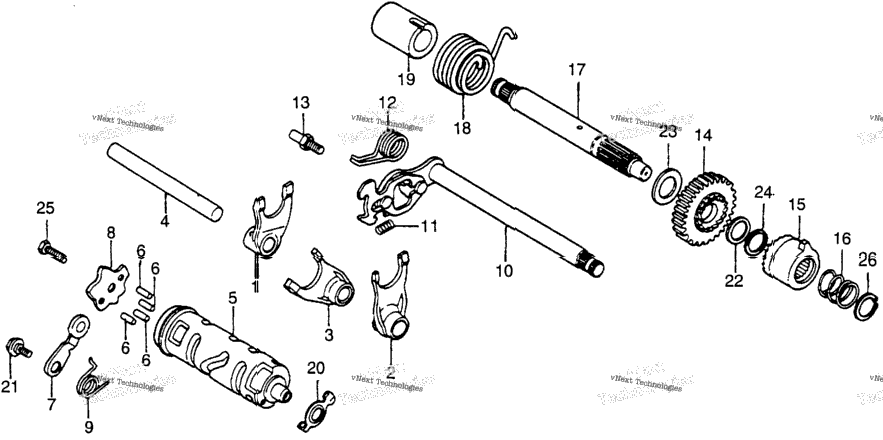 Shift Fork + Shift Drum + Kick Starter Spindle
