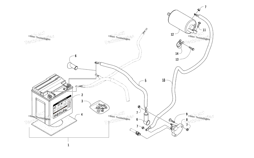 Battery And Starter Motor Assembly