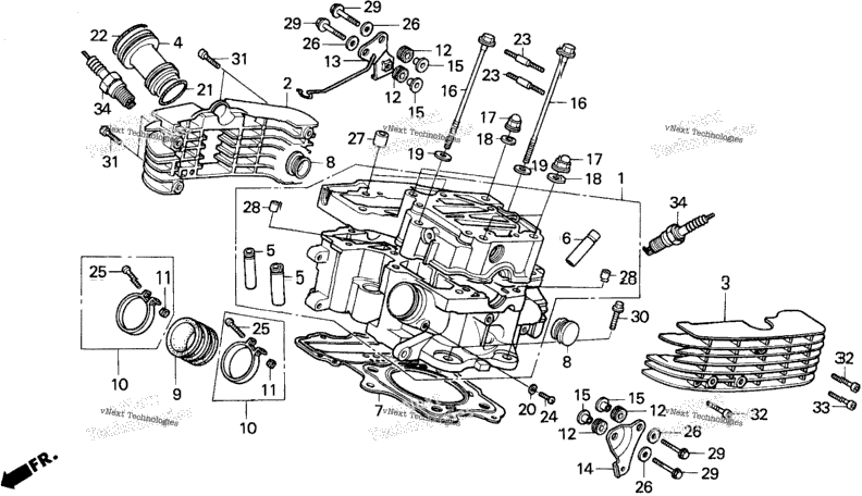 Vt1100c Rear Cylinder Head