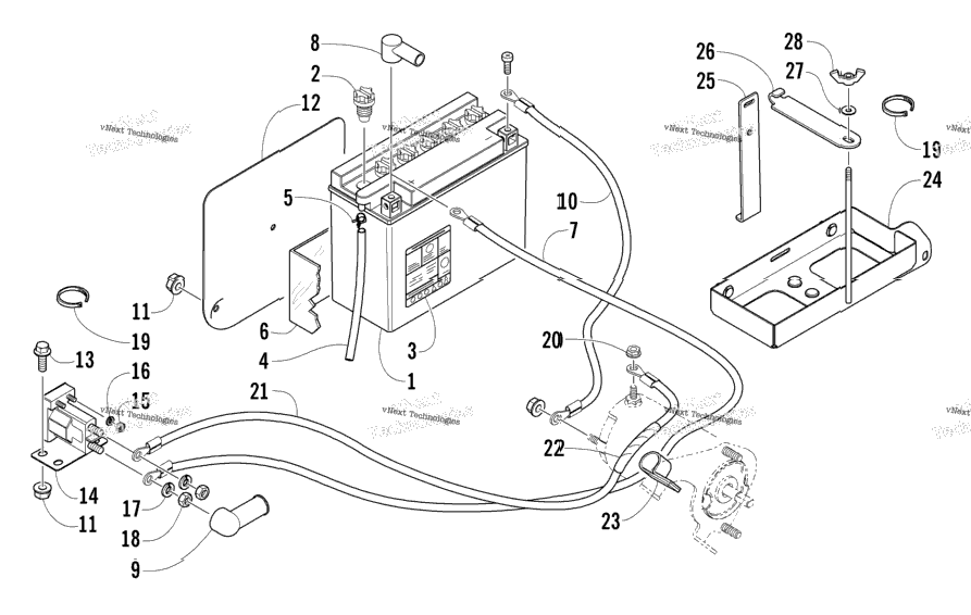 Battery, Solenoid, And Cables