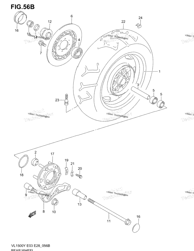 Rear Wheel (Model K2/K3/K4)