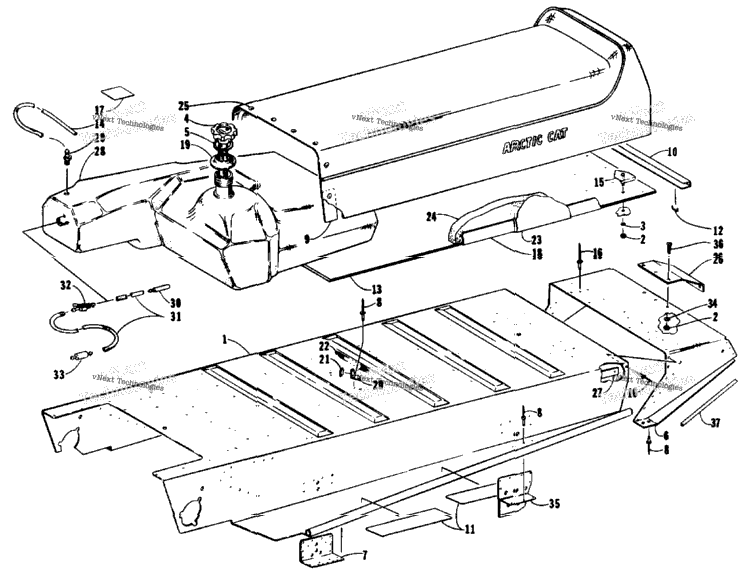 Tunnel, Gas Tank And Seat