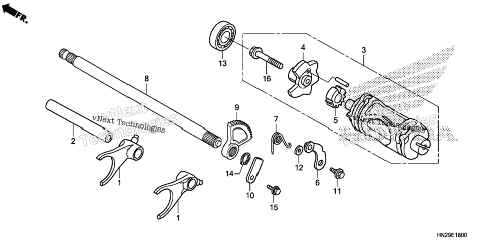 Gearshift Fork + Gearshift Drum